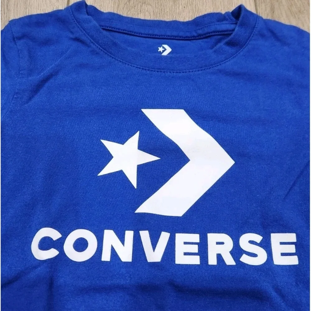 Converse Softstyle Graphic T-Shirt Kids Size 6 Medium Blue 100% Cotton‎